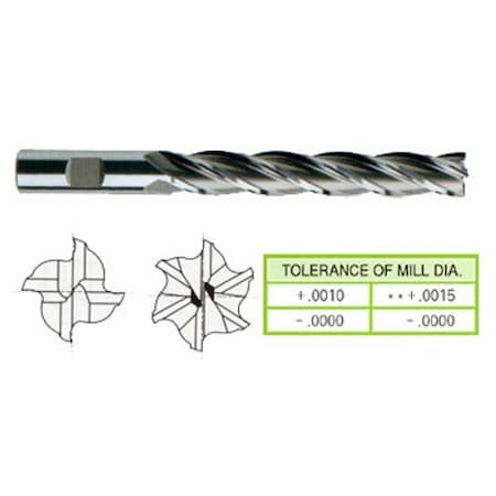 Yg-1 Tool 6 Flute Extra Long Length Center Cut Tin-Coated 8% Cobalt 09395CN
